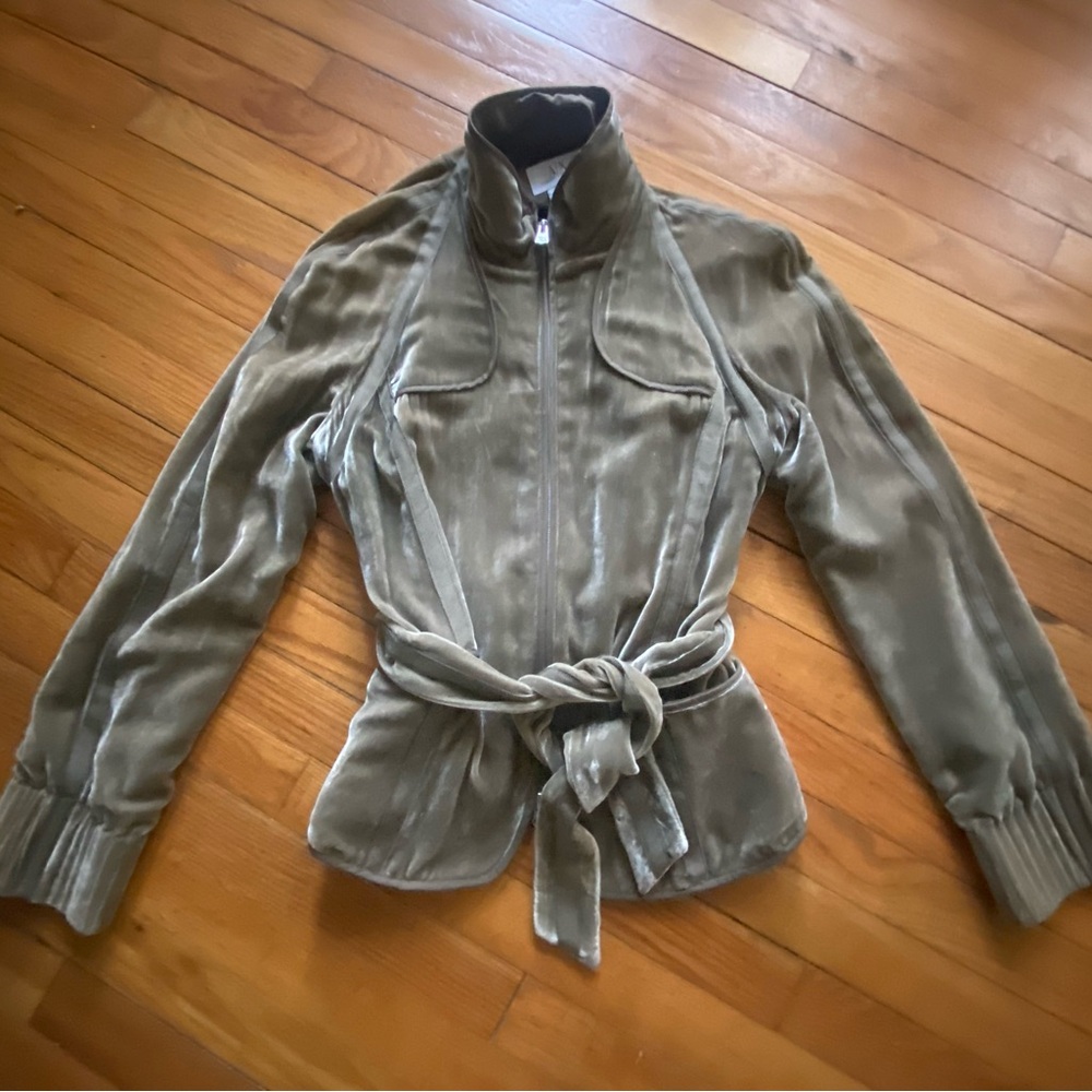 A/X ARMANI EXCHANGE TIED OLIVE VELVET JACKET- SzM EPIC